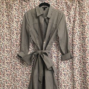 JCrew Oxford striped wrap tie midi dress